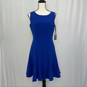 CALVIN KLEIN NEW BLUE WOMEN'S 8 SLEEVELESS SOLID FIT-AND-FLARE DRESS